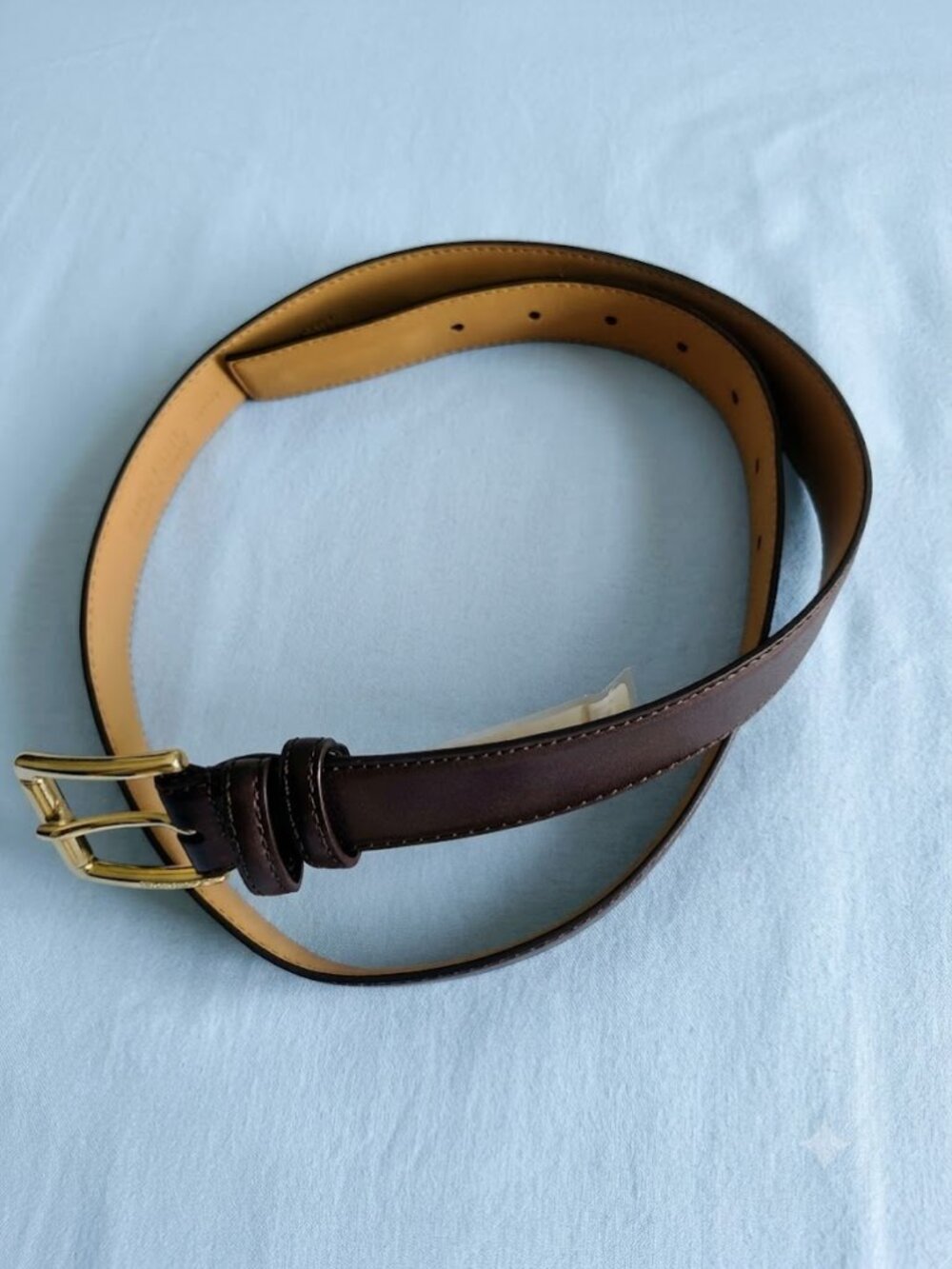 New Women's Michael Kors Size L Dark Brown Leather Belt Gold Tone Buckle